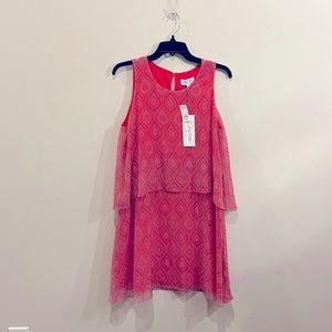 Pink Salmon Pink Print Silk Dress